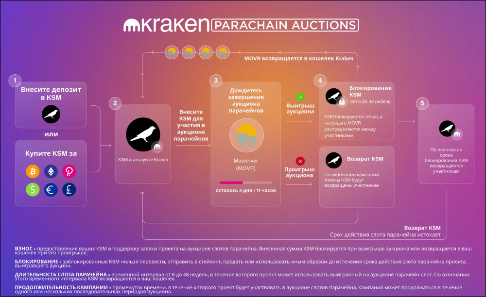 Этапы проведения парачейн-аукциона в Polkadot